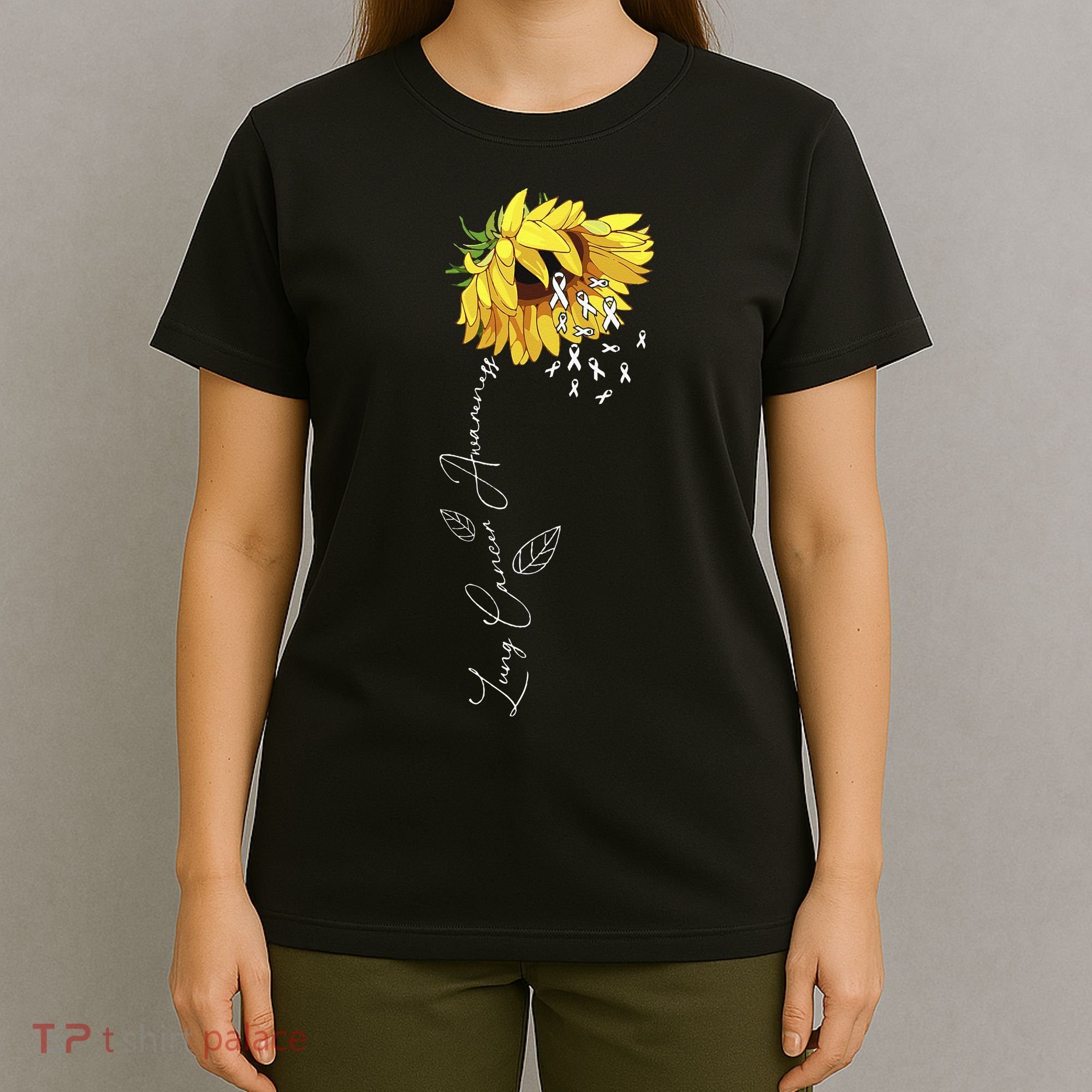 Lung Cancer Awareness Sunflower T-Shirt