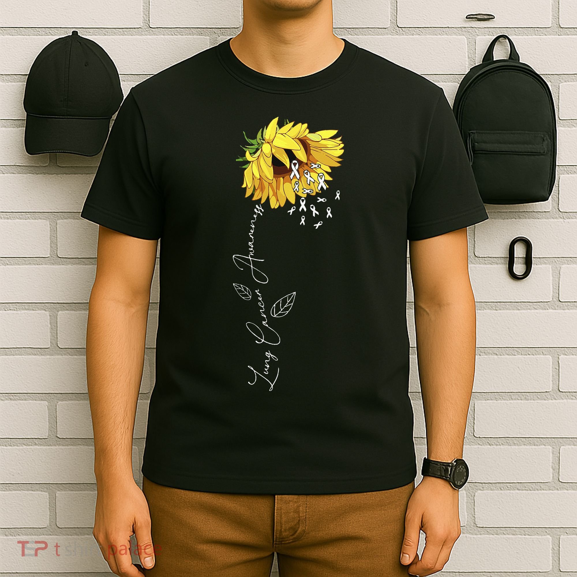 Lung Cancer Awareness Sunflower T-Shirt