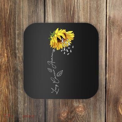 Lung Cancer Awareness Sunflower Coaster