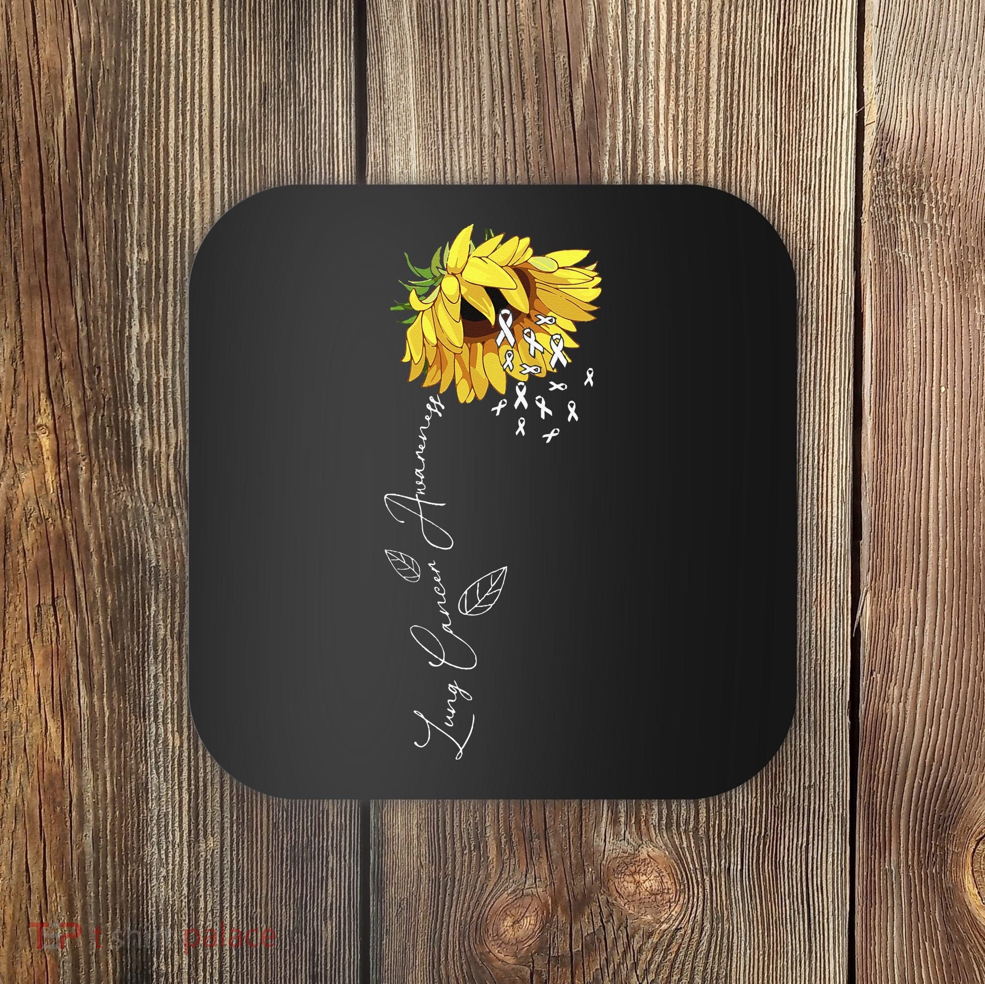 Lung Cancer Awareness Sunflower Coaster