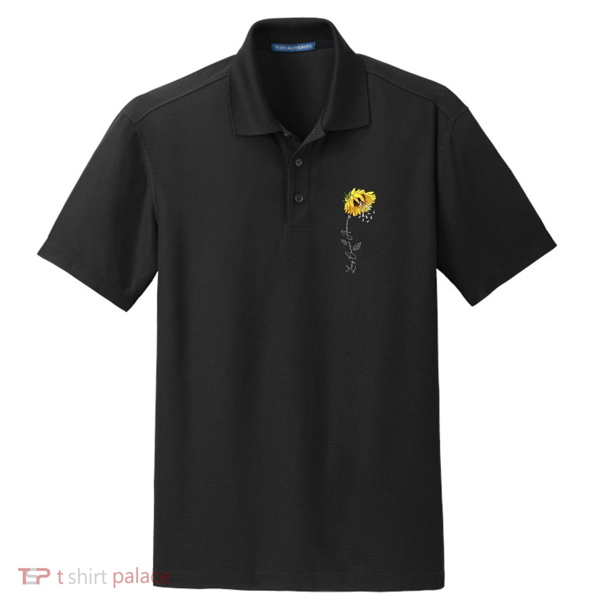 Lung Cancer Awareness Sunflower Dry Zone Grid Polo