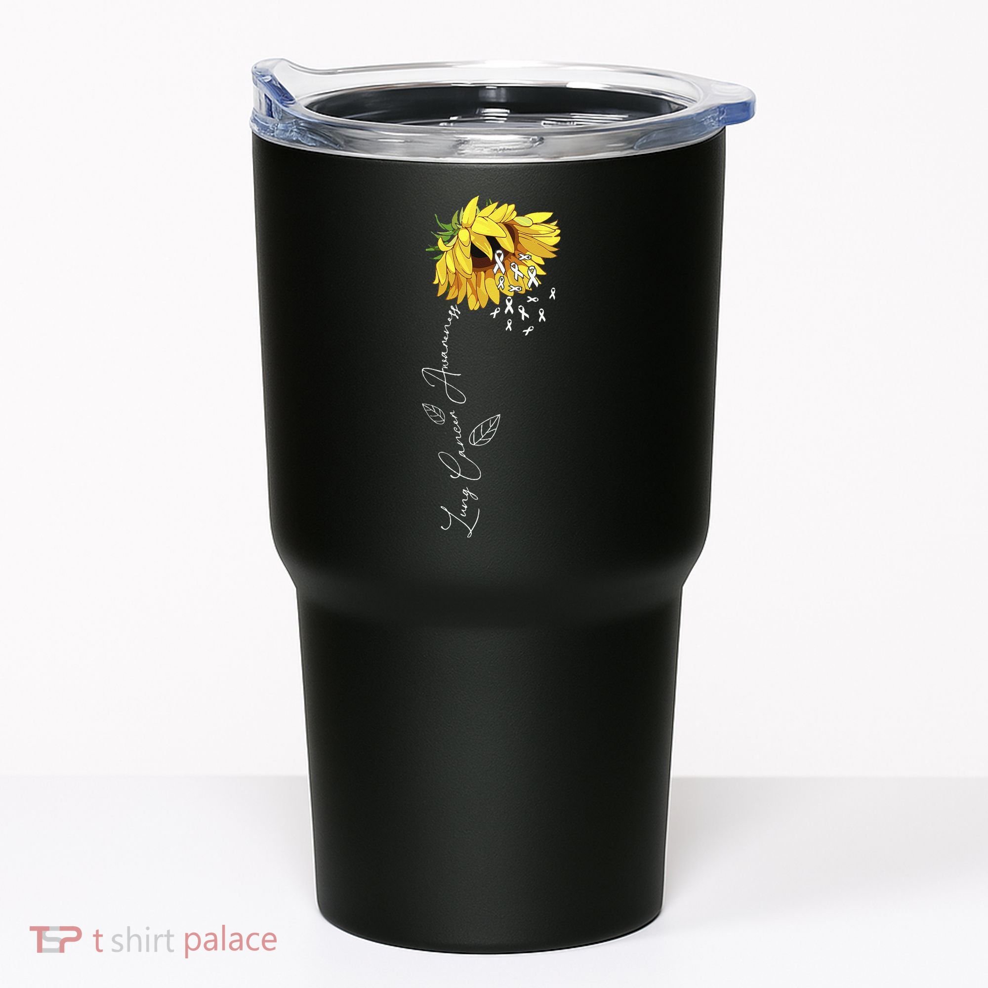 Lung Cancer Awareness Sunflower Tumbler