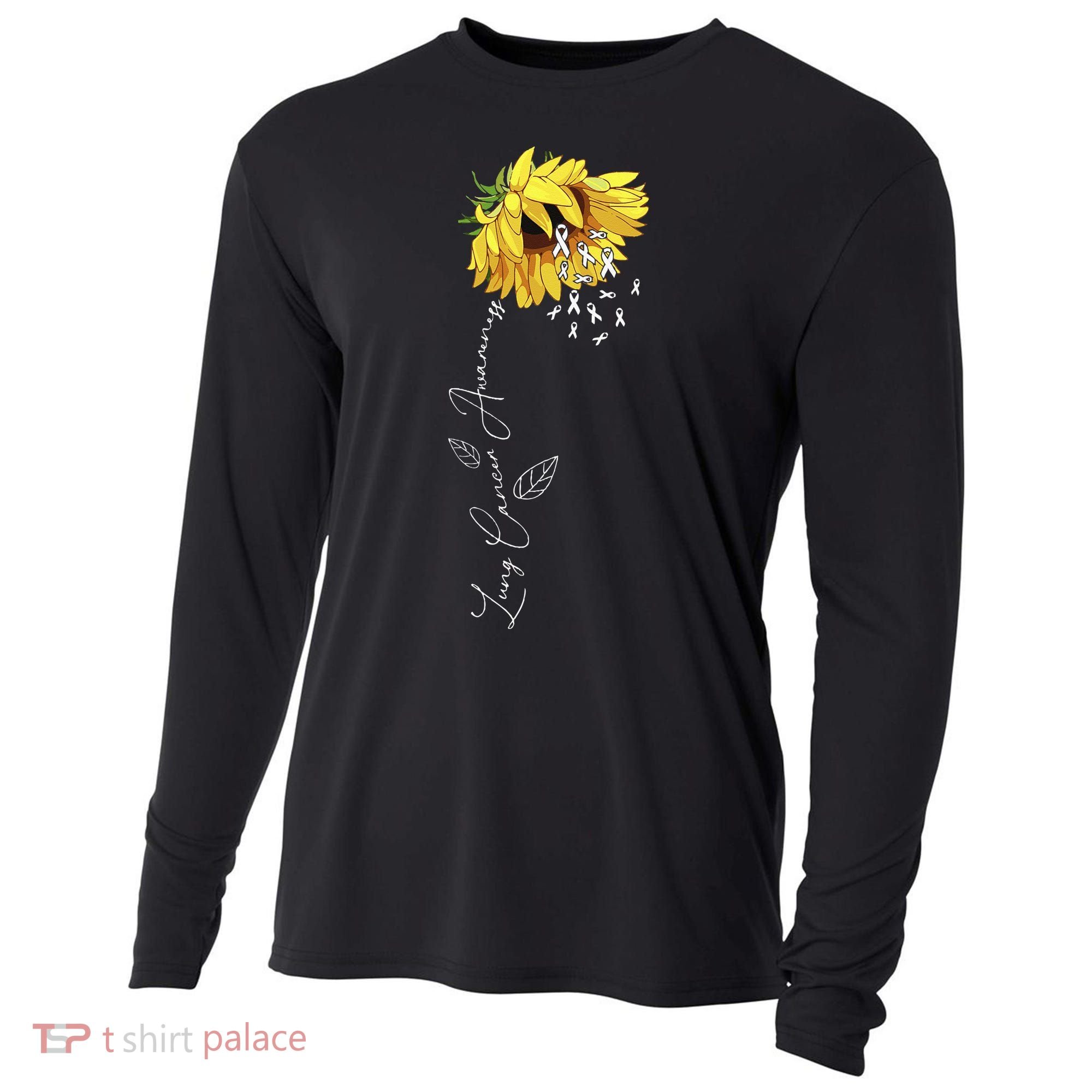 Lung Cancer Awareness Sunflower Cooling Performance Long Sleeve Crew