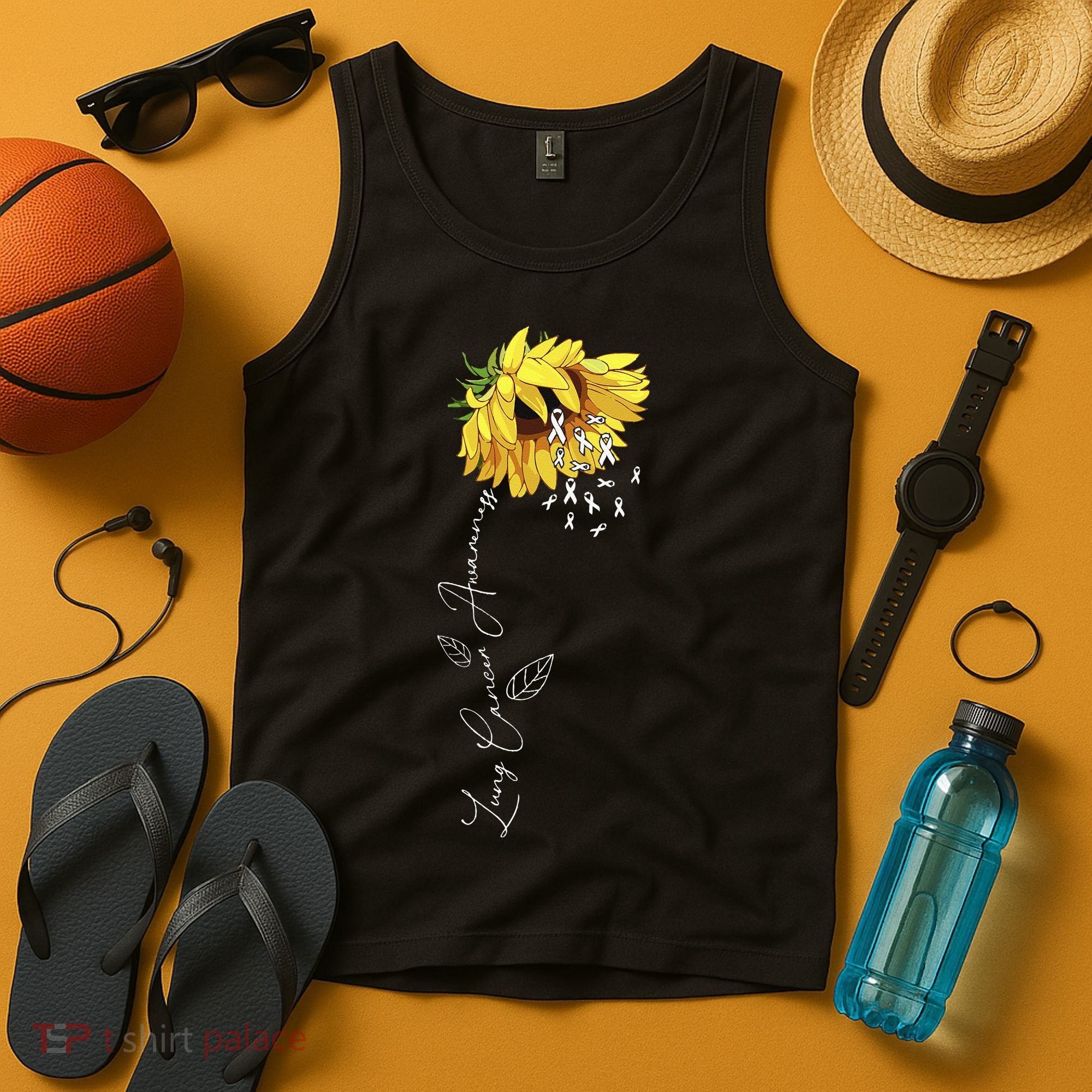 Lung Cancer Awareness Sunflower Tank Top