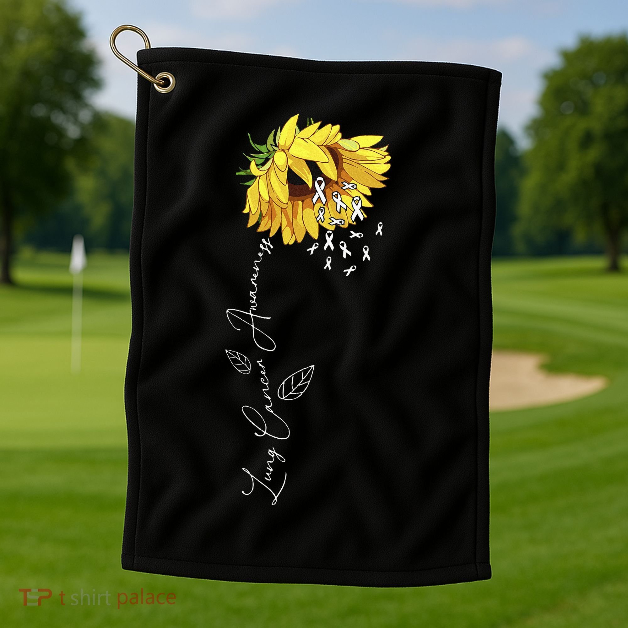 Lung Cancer Awareness Sunflower Golf Towel