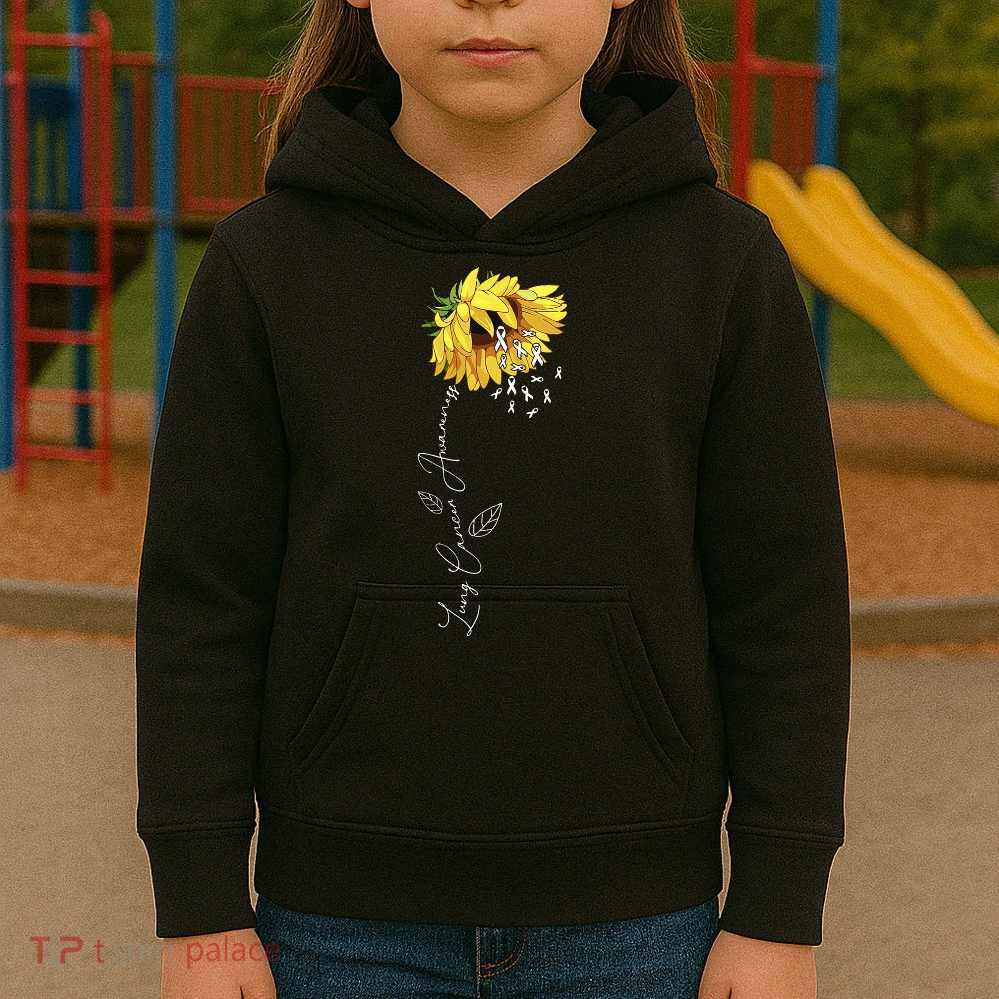 Lung Cancer Awareness Sunflower Kids Hoodie