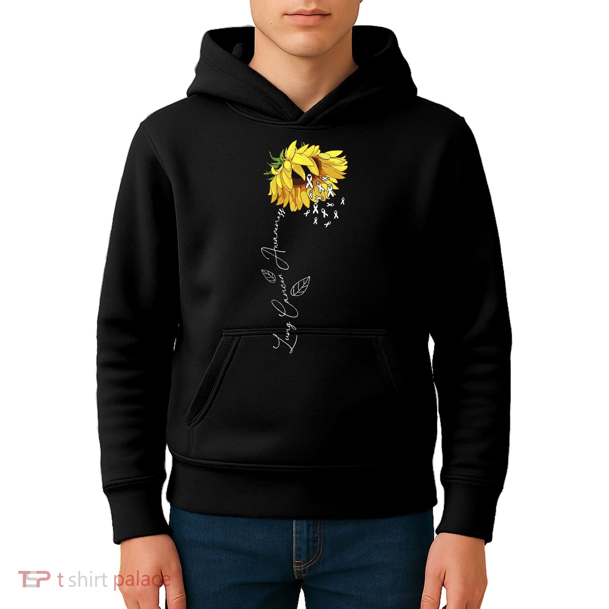 Lung Cancer Awareness Sunflower Kids Hoodie