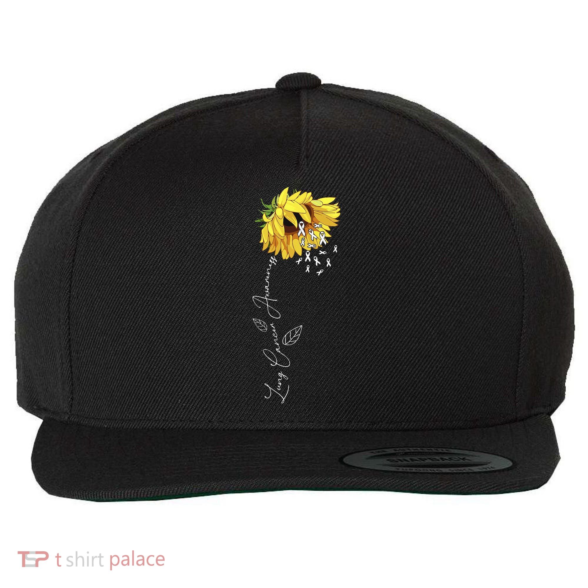 Lung Cancer Awareness Sunflower Wool Snapback Cap