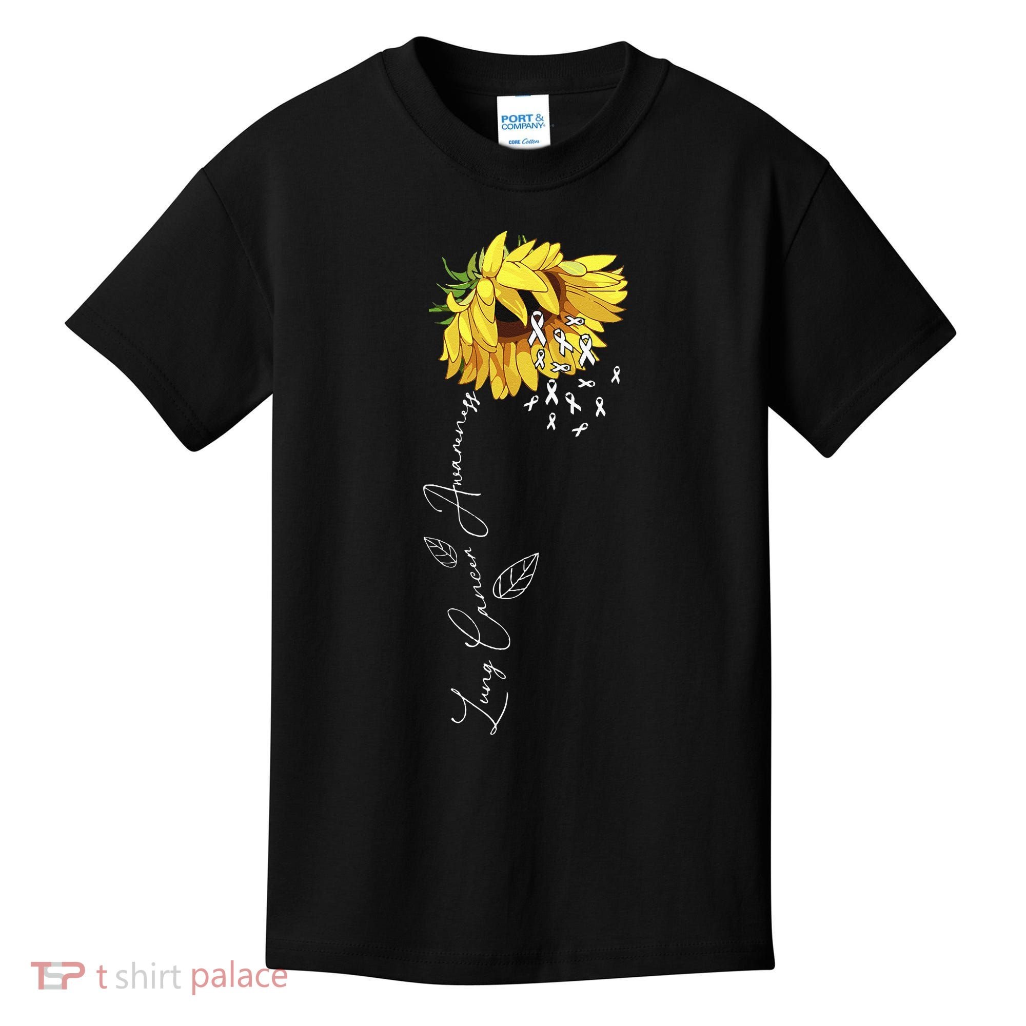 Lung Cancer Awareness Sunflower Kids T-Shirt