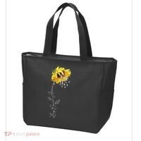 Lung Cancer Awareness Sunflower Tote Bag thumb 3