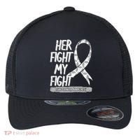 Lung Cancer Awareness White Ribbon Carcinoma Patient Gift Flexfit Unipanel Trucker Cap thumb 0