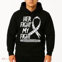 Lung Cancer Awareness White Ribbon Carcinoma Patient Gift Hoodie thumb 2