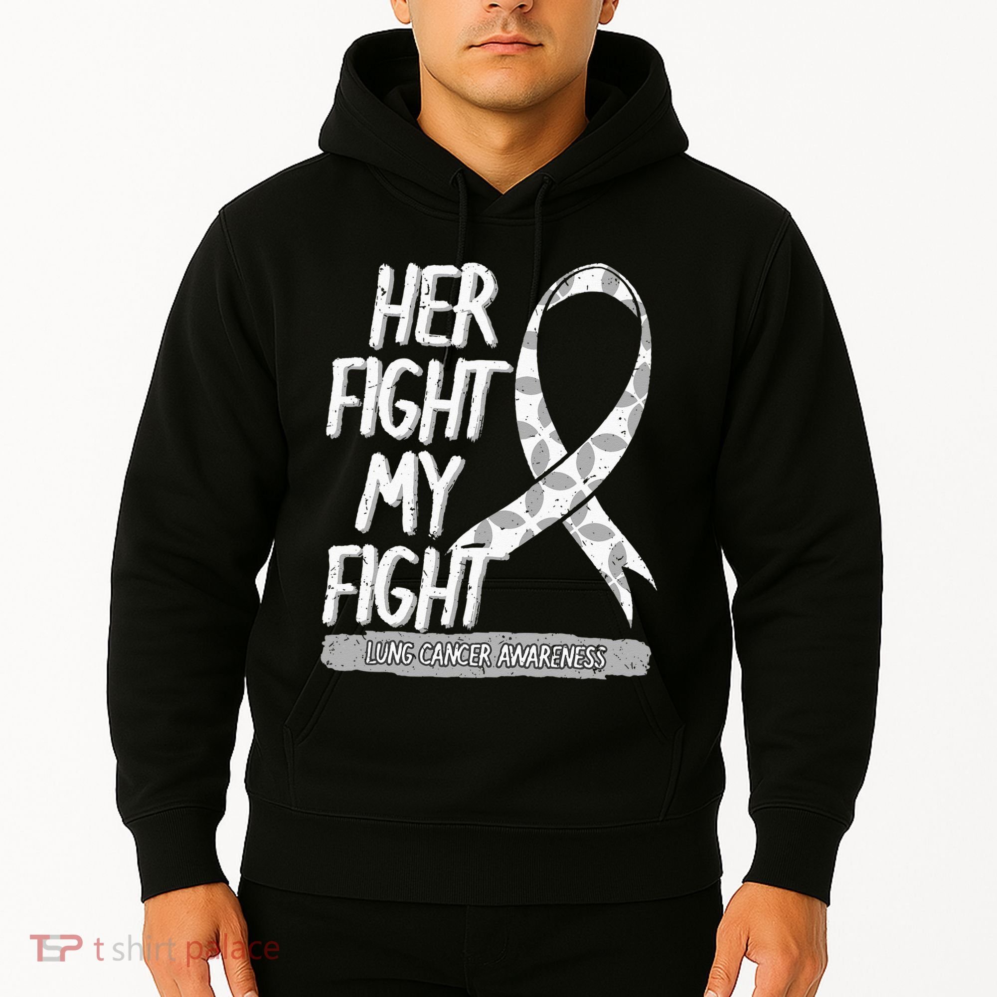 Lung Cancer Awareness White Ribbon Carcinoma Patient Gift Hoodie