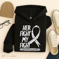 Lung Cancer Awareness White Ribbon Carcinoma Patient Gift Hoodie thumb 4