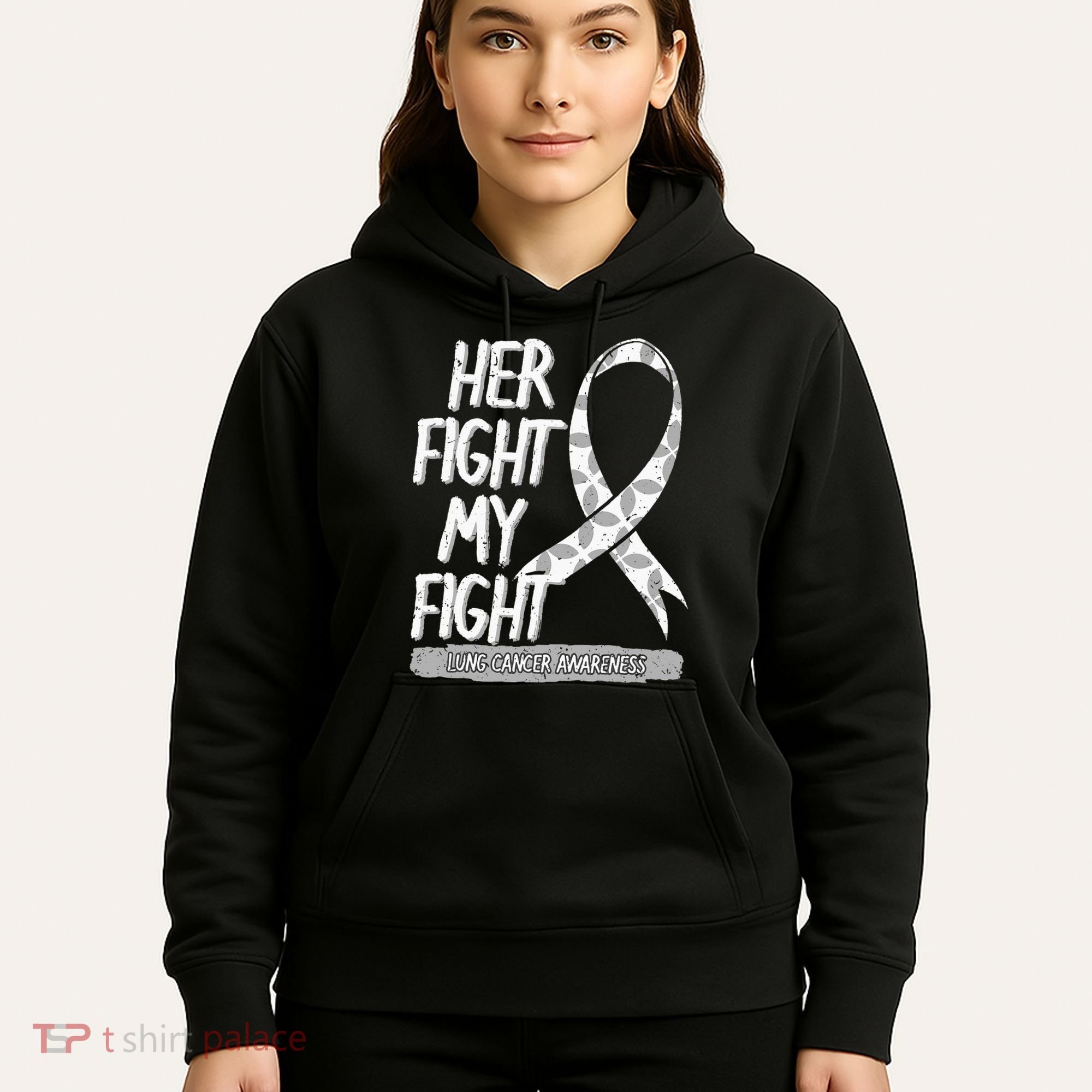 Lung Cancer Awareness White Ribbon Carcinoma Patient Gift Hoodie
