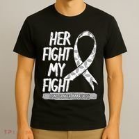 Lung Cancer Awareness White Ribbon Carcinoma Patient Gift T-Shirt thumb 3