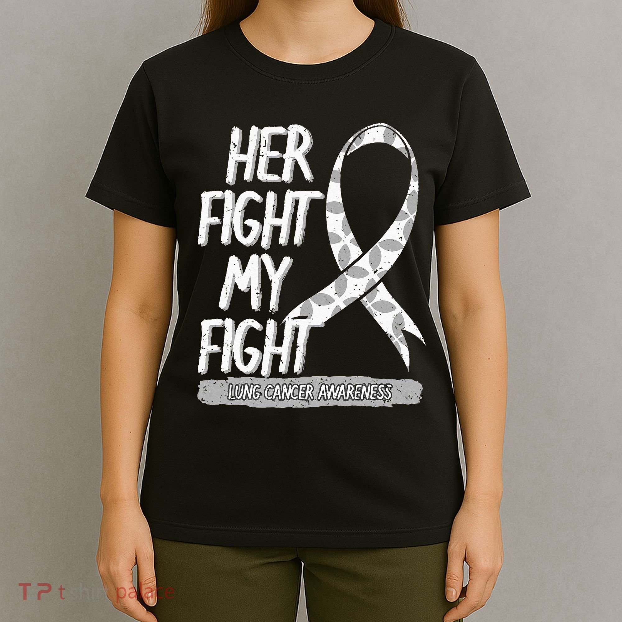 Lung Cancer Awareness White Ribbon Carcinoma Patient Gift T-Shirt