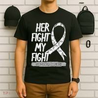 Lung Cancer Awareness White Ribbon Carcinoma Patient Gift T-Shirt thumb 6