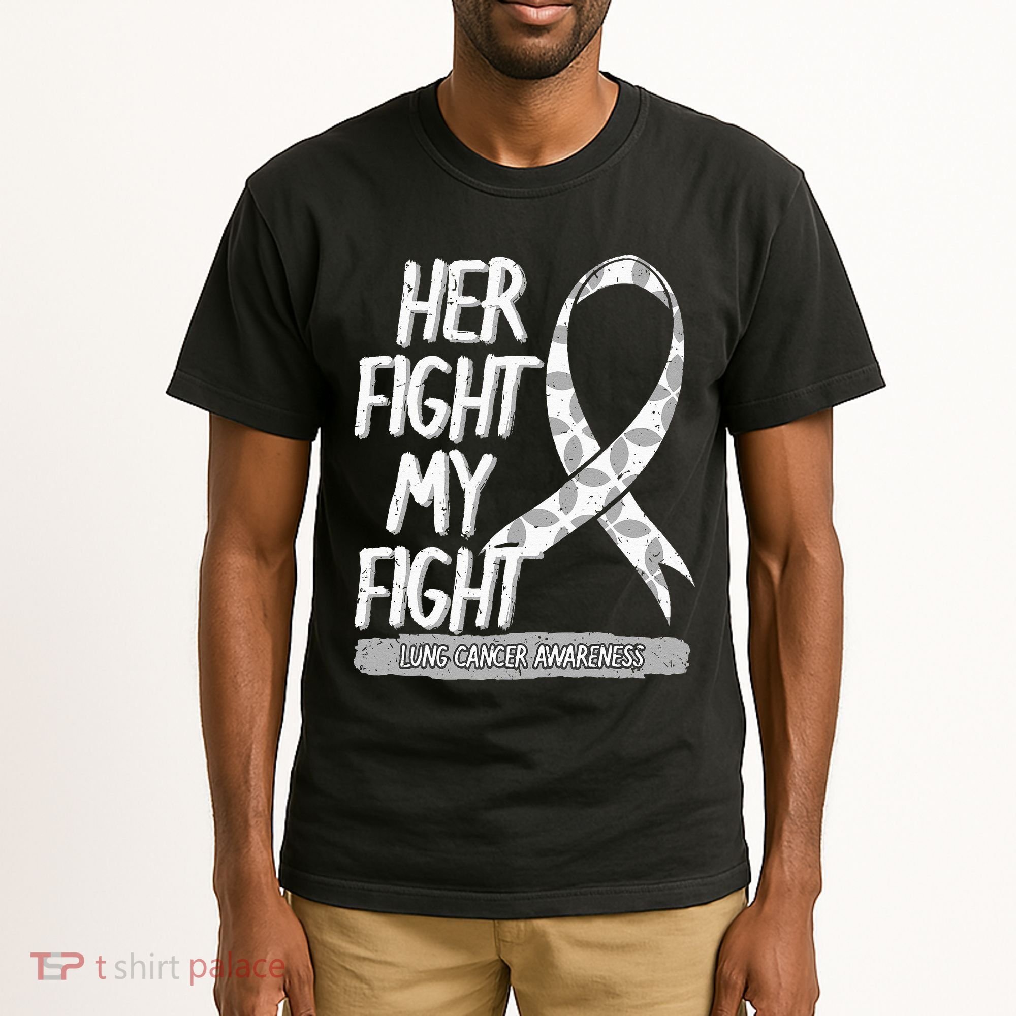 Lung Cancer Awareness White Ribbon Carcinoma Patient Gift Tall T-Shirt