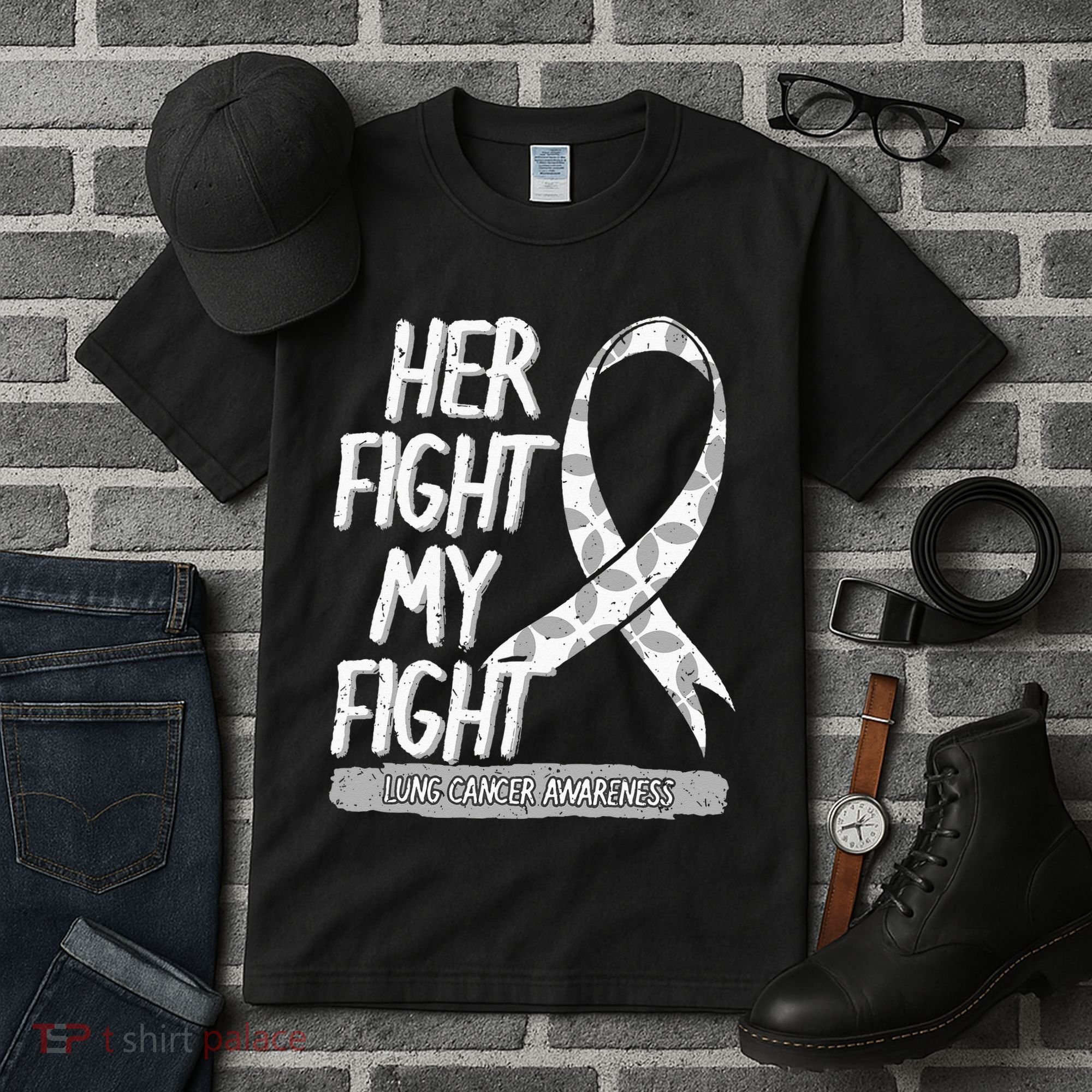 Lung Cancer Awareness White Ribbon Carcinoma Patient Gift Tall T-Shirt