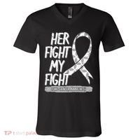 Lung Cancer Awareness White Ribbon Carcinoma Patient Gift V-Neck T-Shirt thumb 0