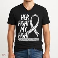 Lung Cancer Awareness White Ribbon Carcinoma Patient Gift V-Neck T-Shirt thumb 2