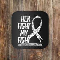 Lung Cancer Awareness White Ribbon Carcinoma Patient Gift Coaster thumb 0
