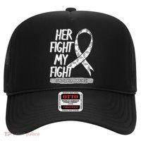 Lung Cancer Awareness White Ribbon Carcinoma Patient Gift Hat thumb 0