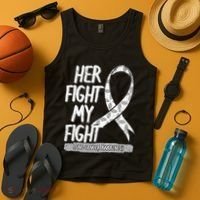 Lung Cancer Awareness White Ribbon Carcinoma Patient Gift Tank Top thumb 4