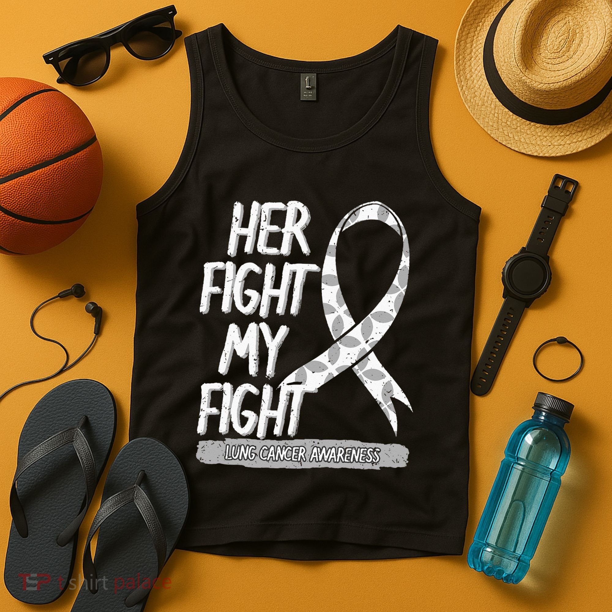 Lung Cancer Awareness White Ribbon Carcinoma Patient Gift Tank Top