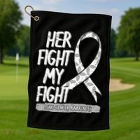 Lung Cancer Awareness White Ribbon Carcinoma Patient Gift Golf Towel thumb 1