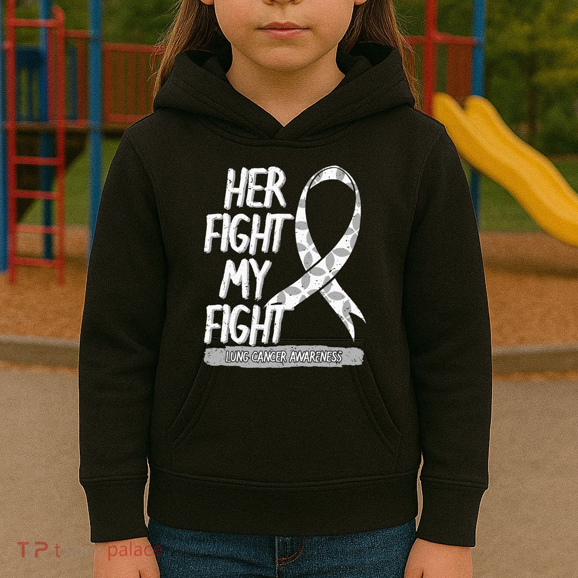Lung Cancer Awareness White Ribbon Carcinoma Patient Gift Kids Hoodie