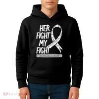 Lung Cancer Awareness White Ribbon Carcinoma Patient Gift Kids Hoodie thumb 4