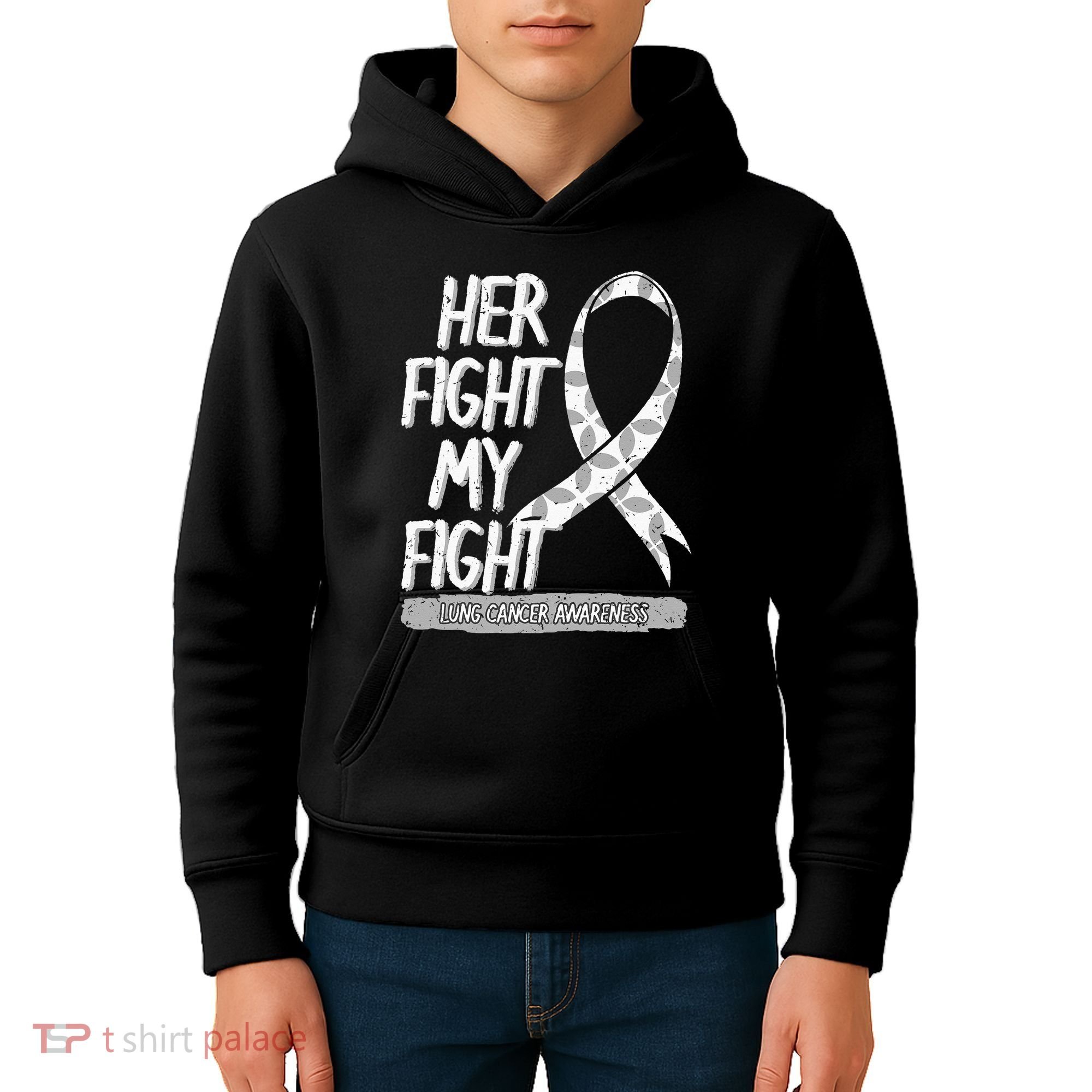 Lung Cancer Awareness White Ribbon Carcinoma Patient Gift Kids Hoodie