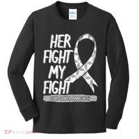 Lung Cancer Awareness White Ribbon Carcinoma Patient Gift Kids Long Sleeve Shirt thumb 0