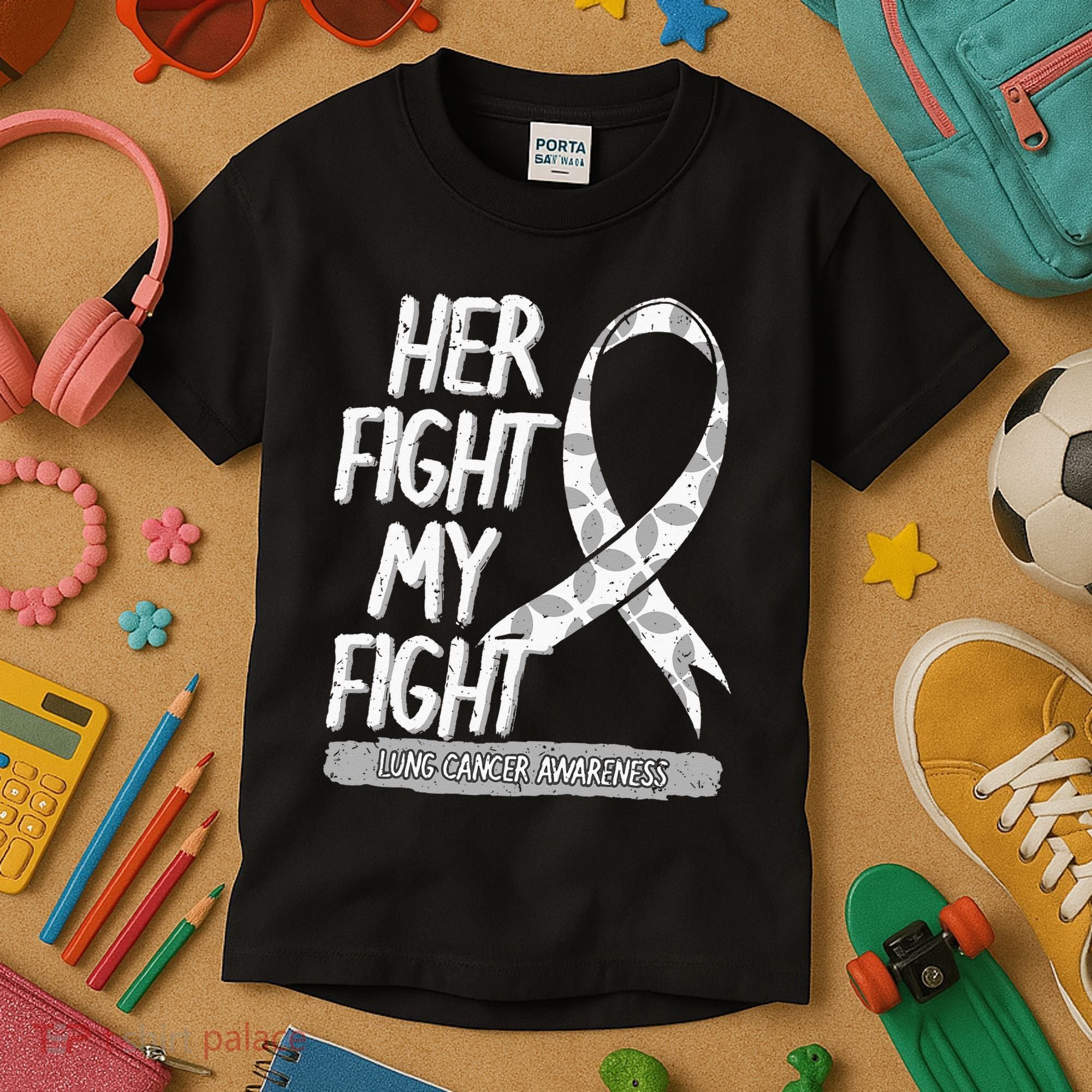 Lung Cancer Awareness White Ribbon Carcinoma Patient Gift Kids T-Shirt