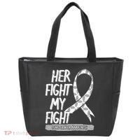 Lung Cancer Awareness White Ribbon Carcinoma Patient Gift Tote Bag thumb 0
