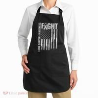 Lung Cancer Awareness White Ribbon Fight Gift USA Flag Apron thumb 2