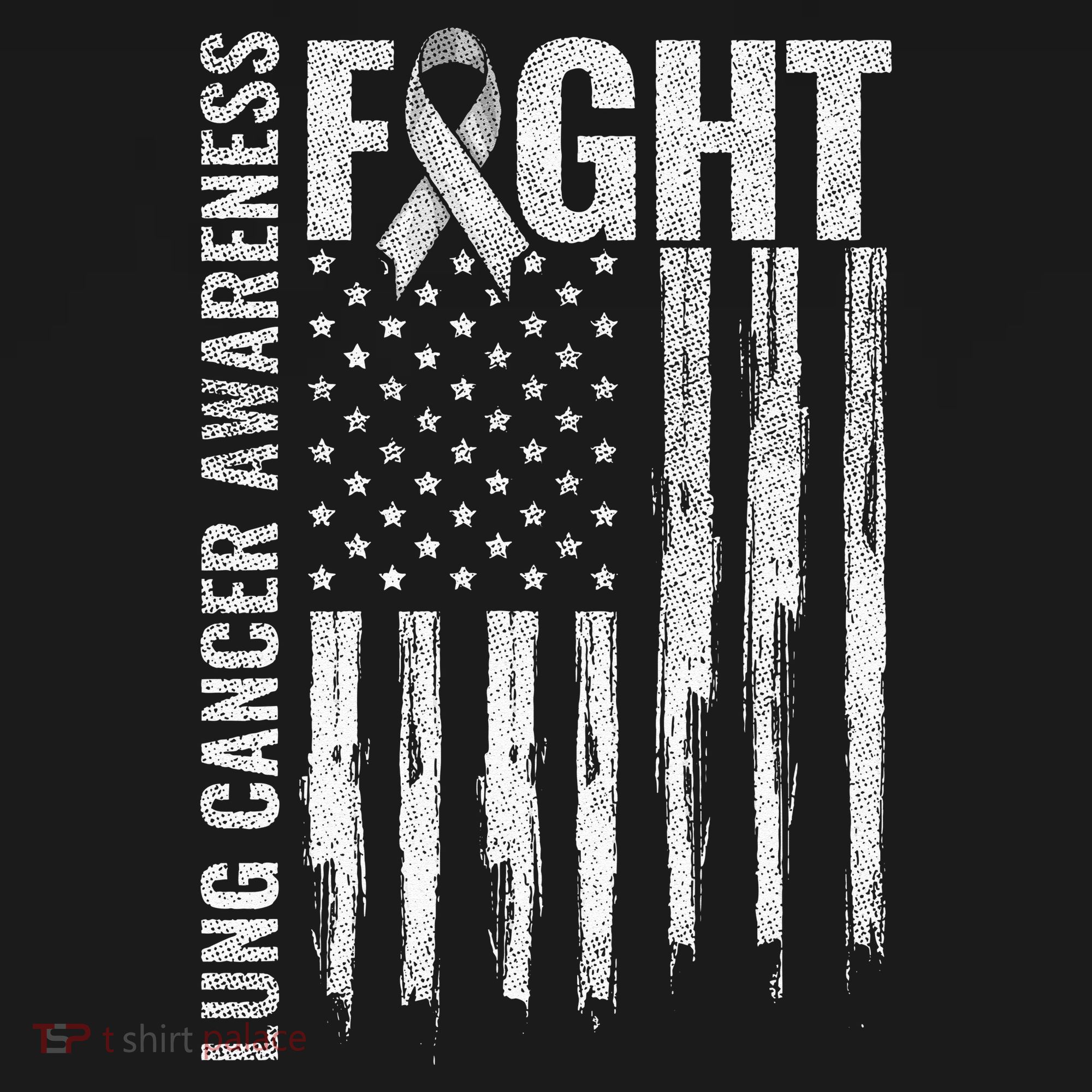 Lung Cancer Awareness White Ribbon Fight Gift USA Flag T-Shirt