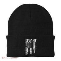 Lung Cancer Awareness White Ribbon Fight Gift USA Flag Beanie thumb 0