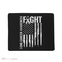 Lung Cancer Awareness White Ribbon Fight Gift USA Flag Mousepad thumb 0