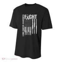 Lung Cancer Awareness White Ribbon Fight Gift USA Flag Youth Performance Sprint T-Shirt thumb 0