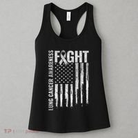 Lung Cancer Awareness White Ribbon Fight Gift USA Flag Women's Tank Top thumb 3