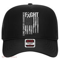 Lung Cancer Awareness White Ribbon Fight Gift USA Flag Hat thumb 0