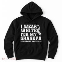 Lung Cancer Awareness White Ribbon Grandpa Gift Hoodie thumb 0
