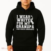 Lung Cancer Awareness White Ribbon Grandpa Gift Hoodie thumb 2