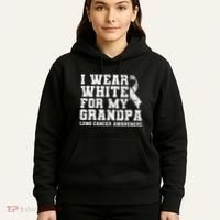 Lung Cancer Awareness White Ribbon Grandpa Gift Hoodie thumb 5