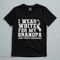 Lung Cancer Awareness White Ribbon Grandpa Gift T-Shirt thumb 5