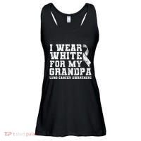 Lung Cancer Awareness White Ribbon Grandpa Gift Ladies Essential Flowy Tank thumb 0
