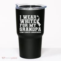 Lung Cancer Awareness White Ribbon Grandpa Gift Tumbler thumb 0